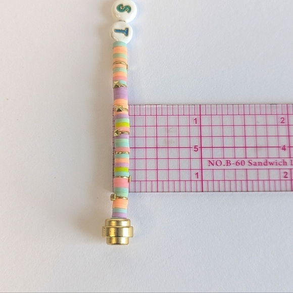 Kendra Scott Reece "OPTIMIST" Friendship Bracelet Pastel Pink Purple Blue Gold - Picture 6 of 9